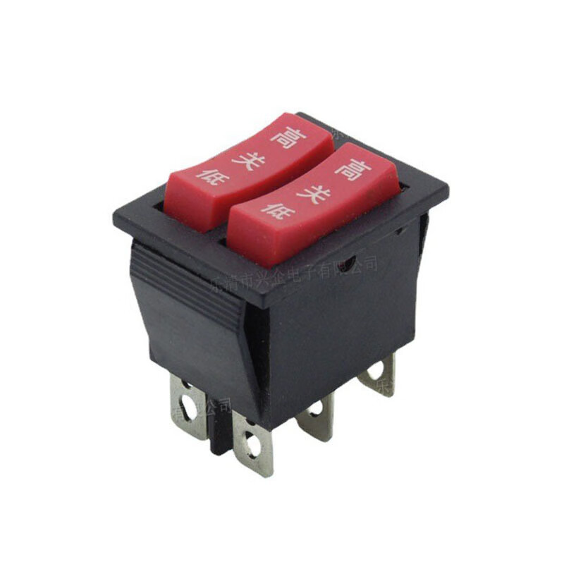 施韻令雙聯(lián)按鈕船型開關(guān)6腳3檔電餅鐺開關(guān)kcd3翹板開關(guān)電源開關(guān) kcd3
